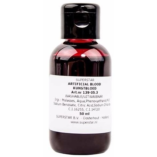Superstar Fles kunstbloed - 50 ml - nepbloed - namaakbloed - Halloween - Horror thema party