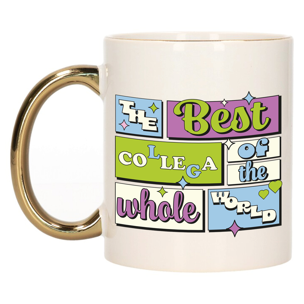 Cadeau koffie/thee mok - de beste collega - van de wereld - goud - 300 ml - keramiek