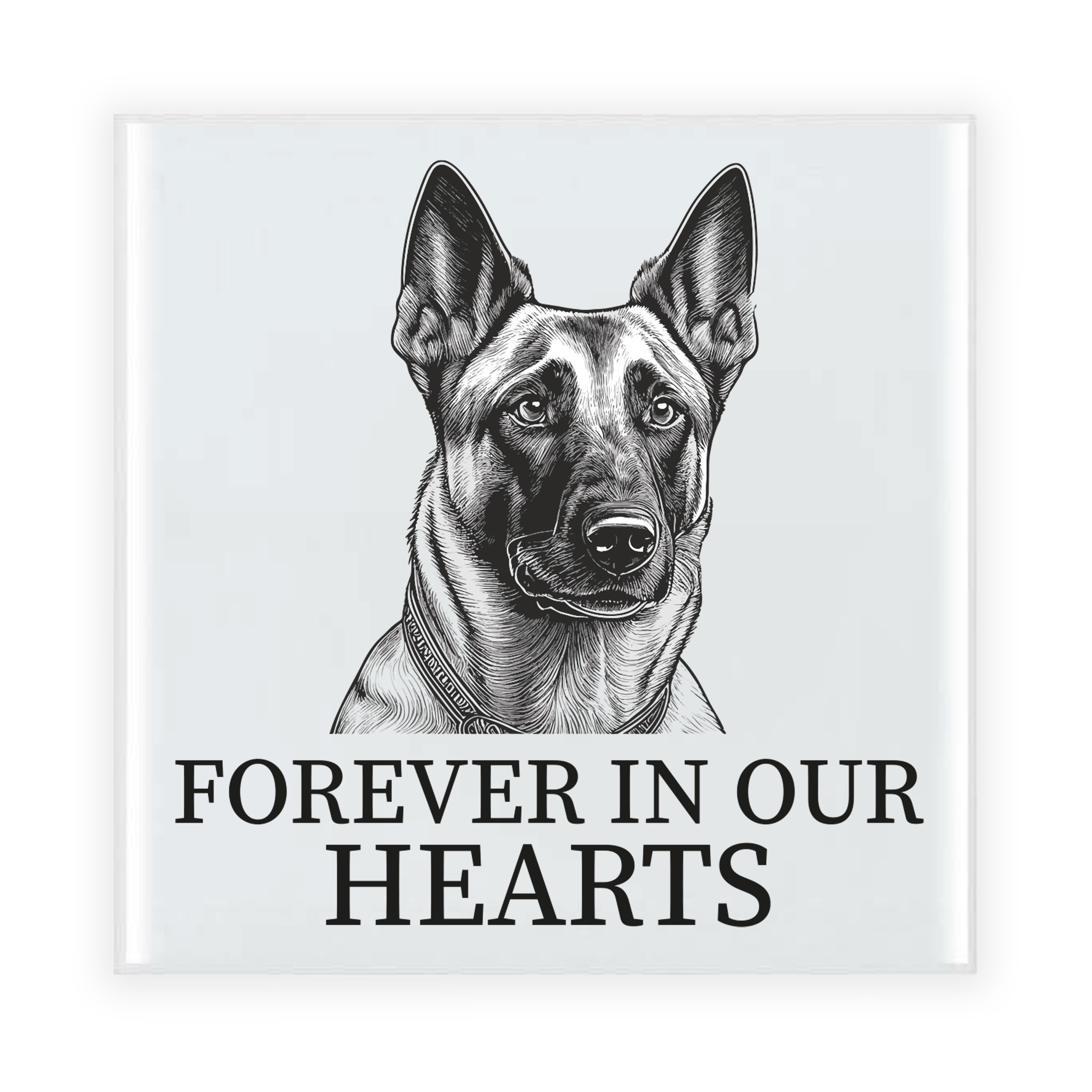 Herdenkings cadeau tegel - hondenliefhebber - Mechelse Herdershond - zwart/wit - keramiek - 15 cm