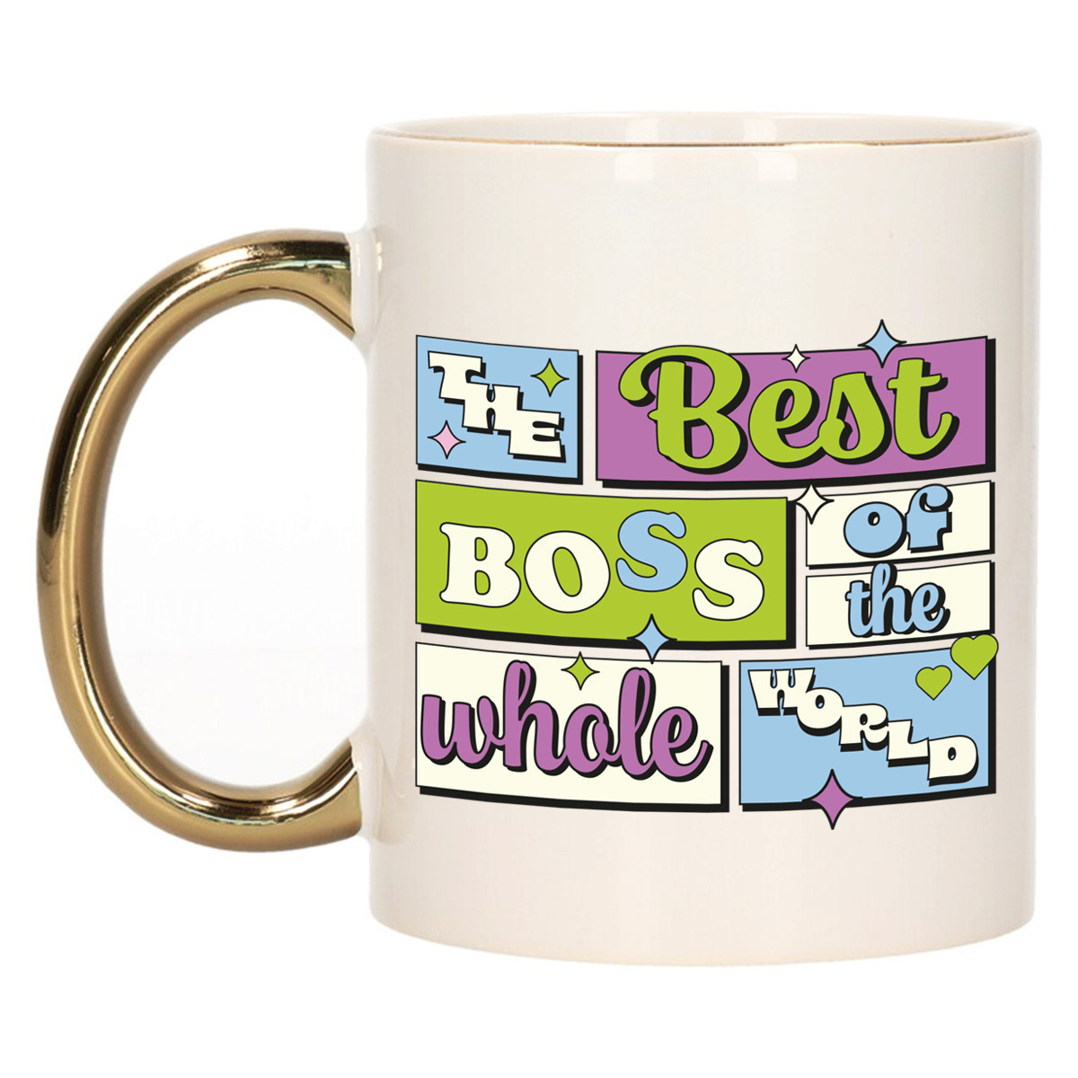 Cadeau koffie/thee mok - de beste baas - van de wereld - goud - 300 ml - keramiek