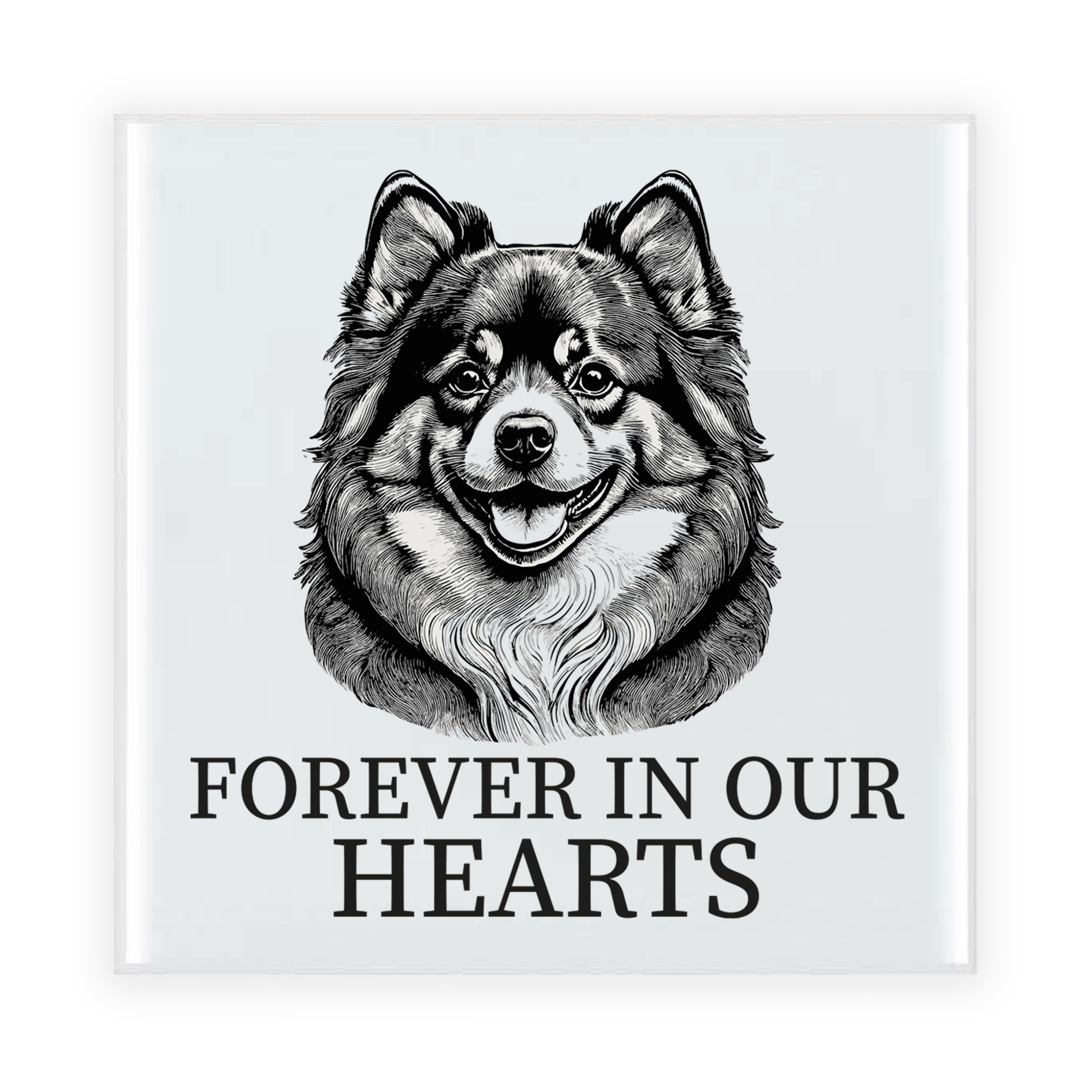 Herdenkings cadeau tegel - hondenliefhebber - Pomeriaan hond - zwart/wit - keramiek - 15 cm