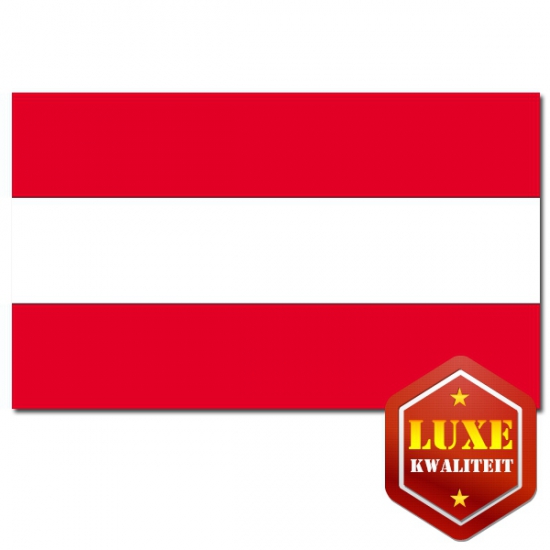 Luxe vlag Oostenrijk met wapen - 100 x 150 cm - polyester - met ringen - landen