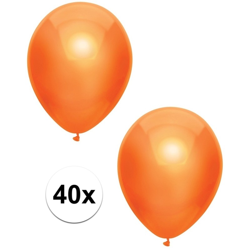 Feest ballonnen - metallic oranje - 40x stuks - 30 cm - koningsdag versiering