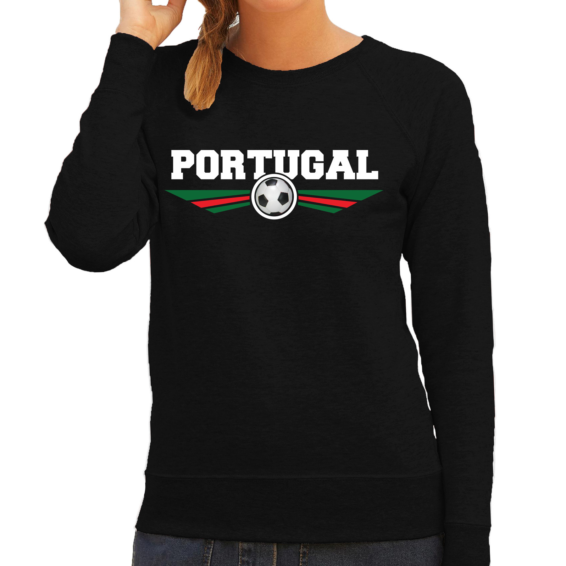 Portugal landen / voetbal sweater zwart dames
