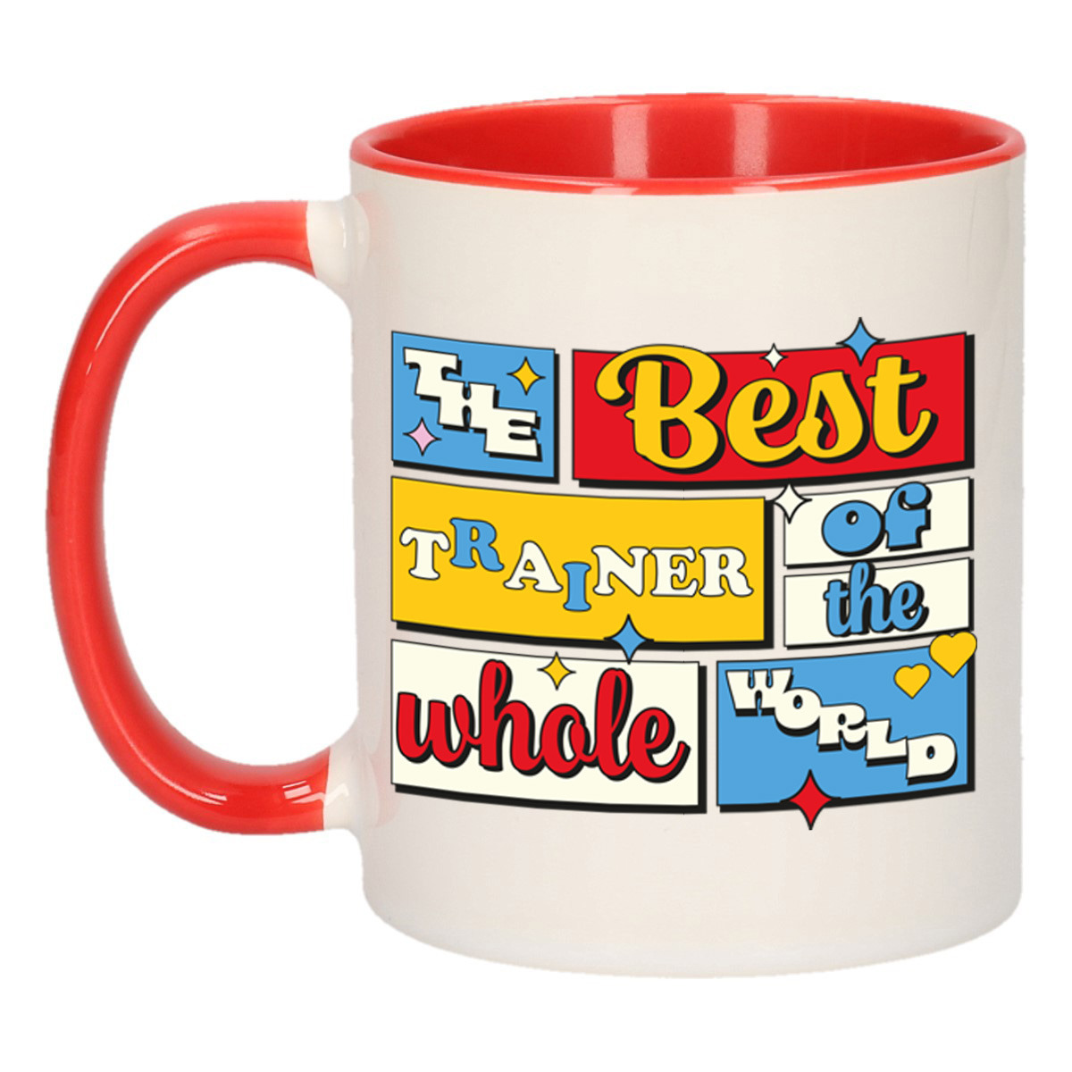 Cadeau koffie/thee mok - de beste trainer/coach - van de wereld - rood - 300 ml - keramiek