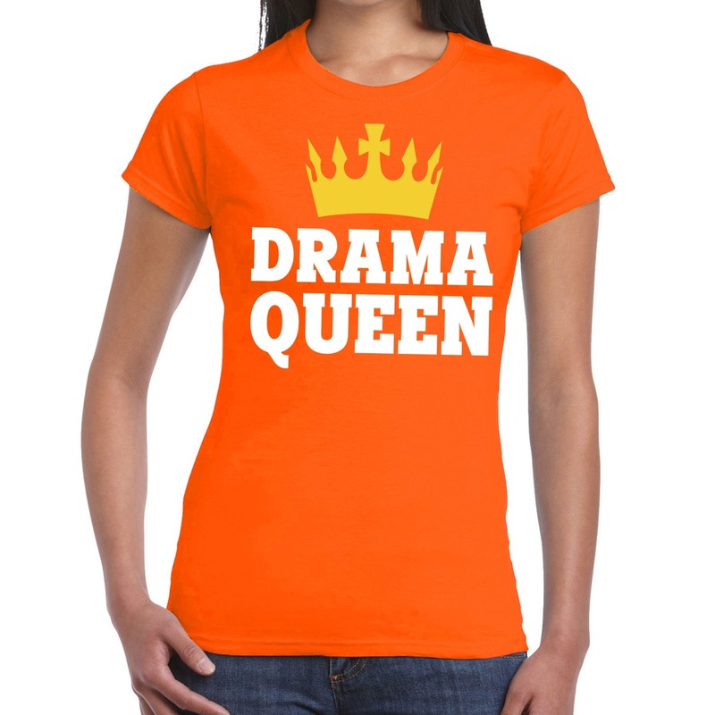 Oranje Drama Queen t-shirt voor dames