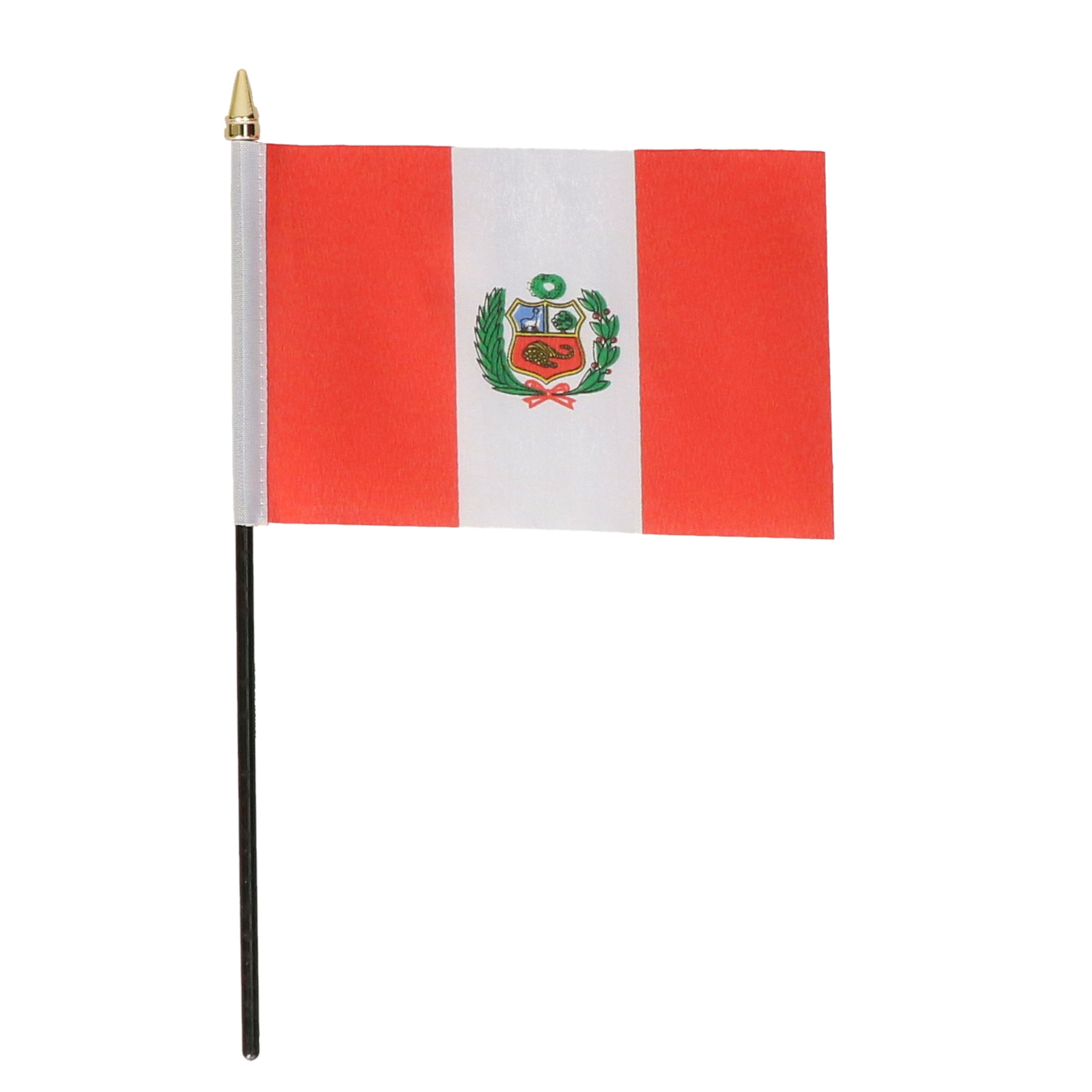 Peru - mini vlaggetje van 10 x 15 cm op stokje - Landen vlag - H27 cm