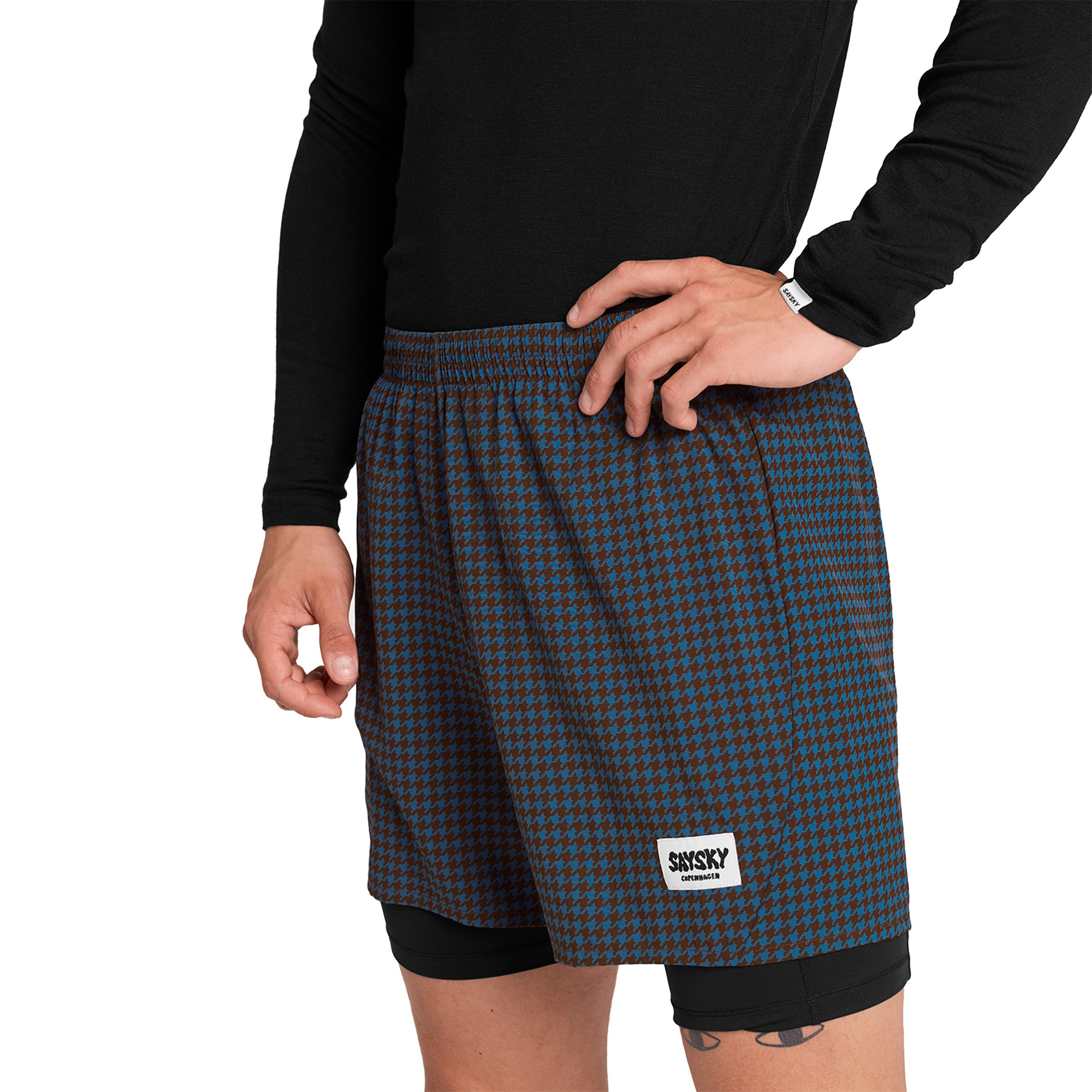 SAYSKY Houndstooth Pace 5 Inch 2-in-1 Shorts Heren
