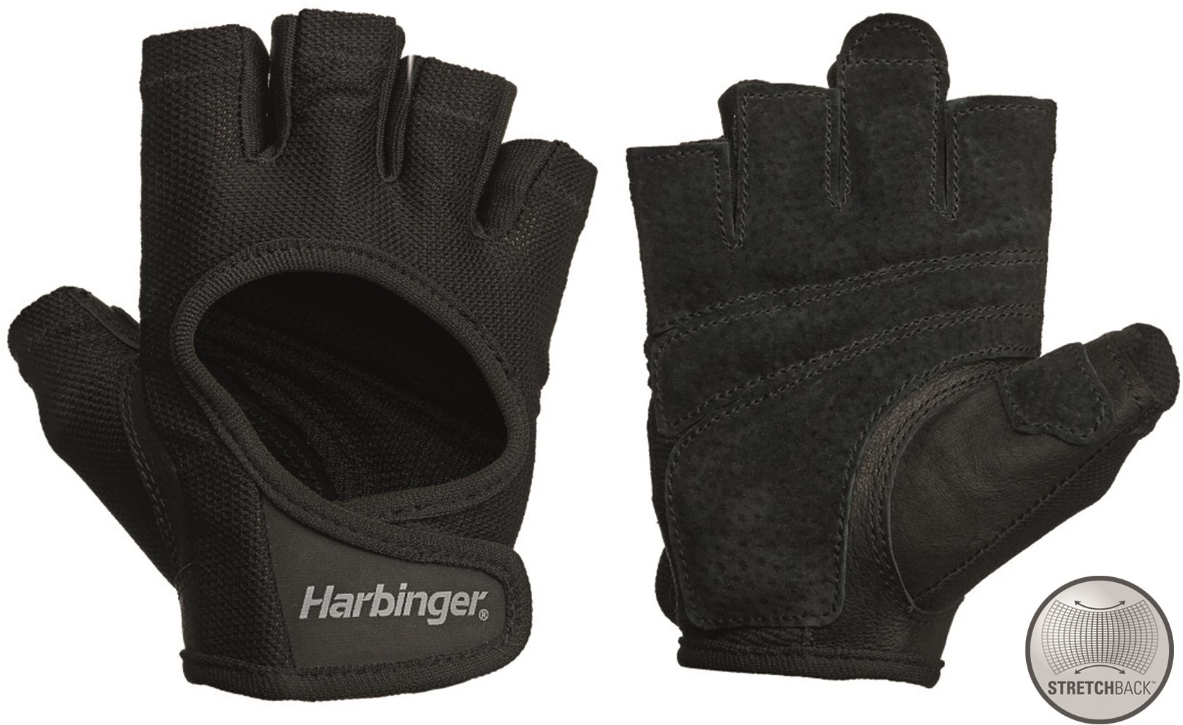 Harbinger Women's Power Stretchback Fitness Handschoenen - Zwart